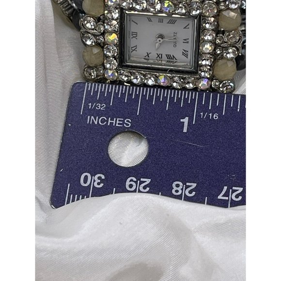 Quartz Rhinestone Encrusted and Beaded Wristband Bracelet Style Watch - Picture 9 of 10